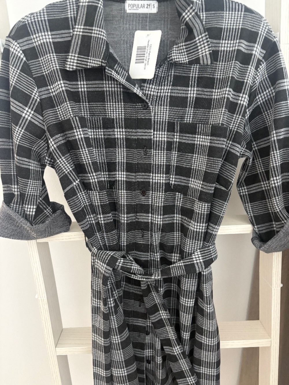 Black and white plaid dress
